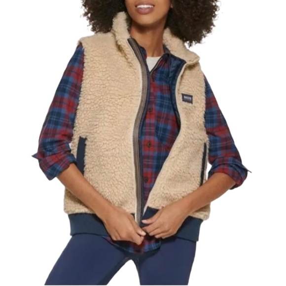 Bass Oatmeal Cream Route Faux Sherpa Fleece Vest NWT Size L - Picture 1 of 16